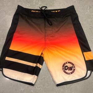 Athletic Shorts Black and Orange Gradient Performance